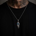 Evil eye feather pendant with chain