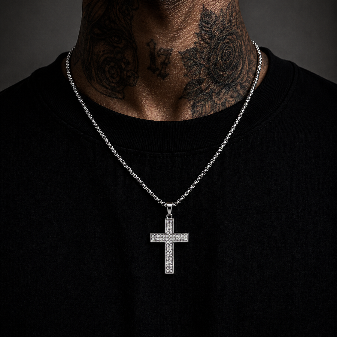 Lord iced cross pendant with chain